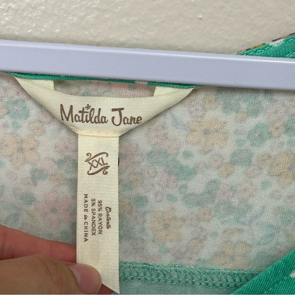 Matilda Jane Dream Chasers Free to Be Teal and Pastel Floral Top - Picture 3 of 6